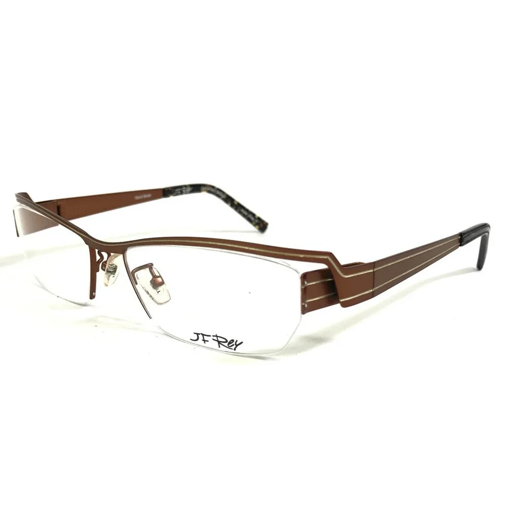 J.F. Rey Eyeglasses Frames JF2564 9010 Brown Rectangle Semi Rim 55-17-120